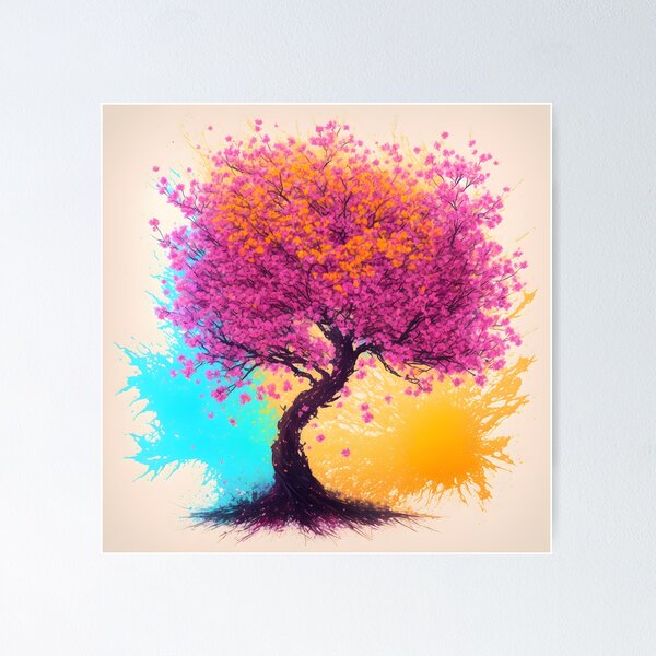 Item preview, Cherry Blossom Tree - Splash of Color Vibrant Painting designed and sold by Aaron2610.