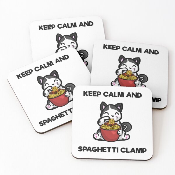 Item preview, Keep Calm and Spaghetti Clamp / Cat Eating Spaghetti / Cute Cartoon Animal and Food Illustration designed and sold by impressionofmel.