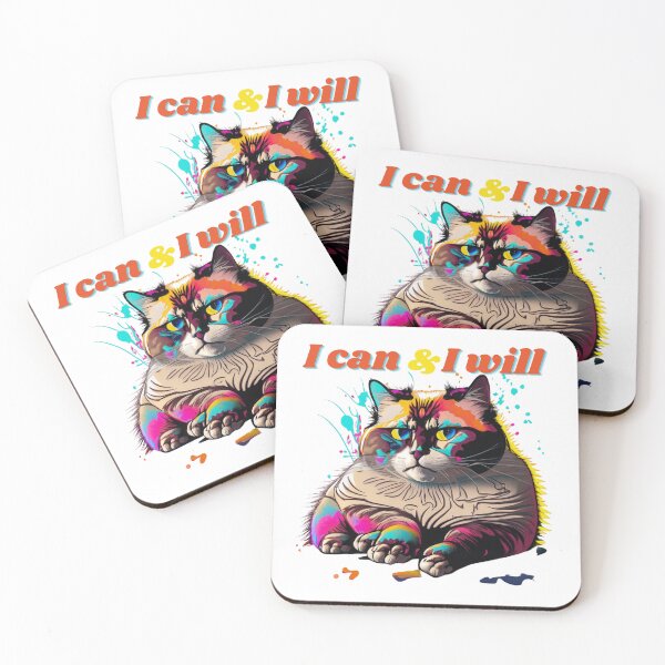 Item preview, I Can & I Will Motivation Cat Art designed and sold by AllPrintsMore.