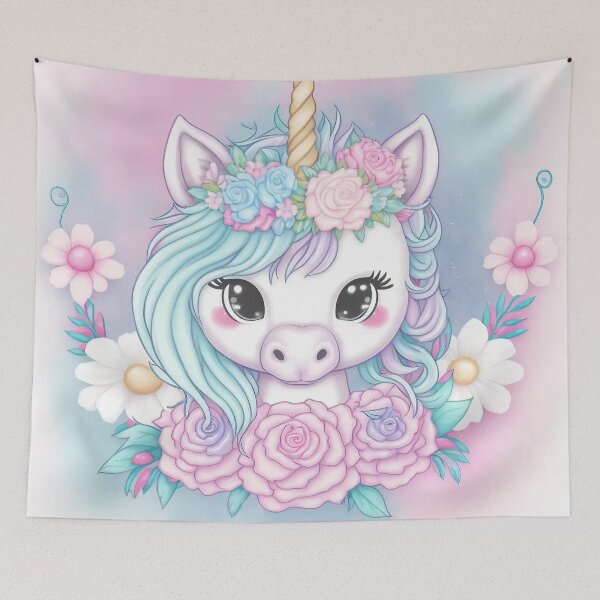 Item preview, Cute Pastel Unicorn Flowers designed and sold by MythicPrompts.