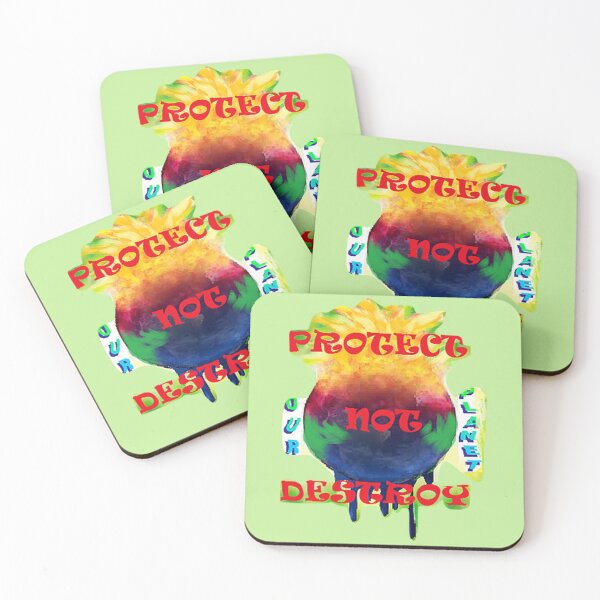 Item preview, PROTECT OUR PLANET 2, Recycle Reuse Renew Rethink Crisis Environmental Activism Earth Day Lettering Design, go green safe our planet design inspired by nature designed and sold by Adri Barnard.