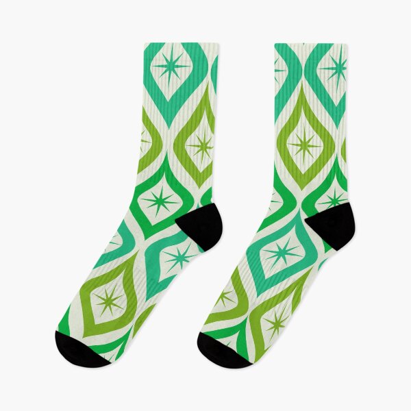 Item preview, Mid Century Retro Starbursts on Green Ogee Pattern  designed and sold by Yasminepatterns .