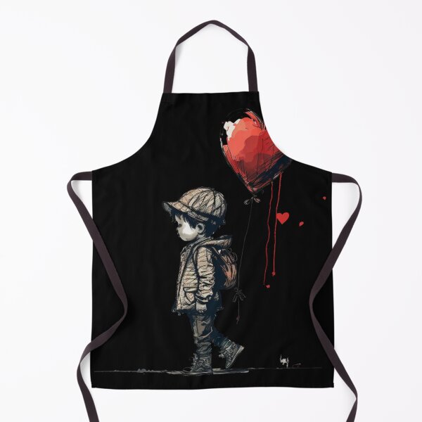 Item preview, A little boy wearing a hat holding a red heart balloon. designed and sold by Yaksza.