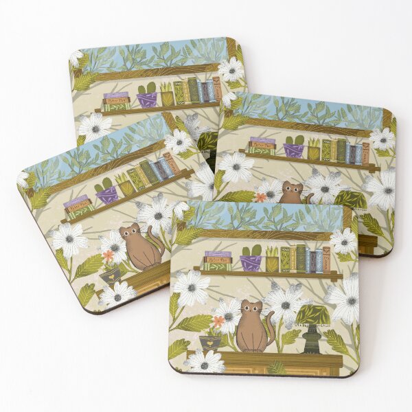 Item preview, Cute cat with beautiful white florals designed and sold by pinkyfish1010.
