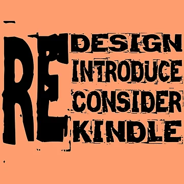 Artwork thumbnail, Redesign Reintroduce Reconsider Rekindle Black Sticker, by KesDesigns ⭐⭐⭐⭐⭐