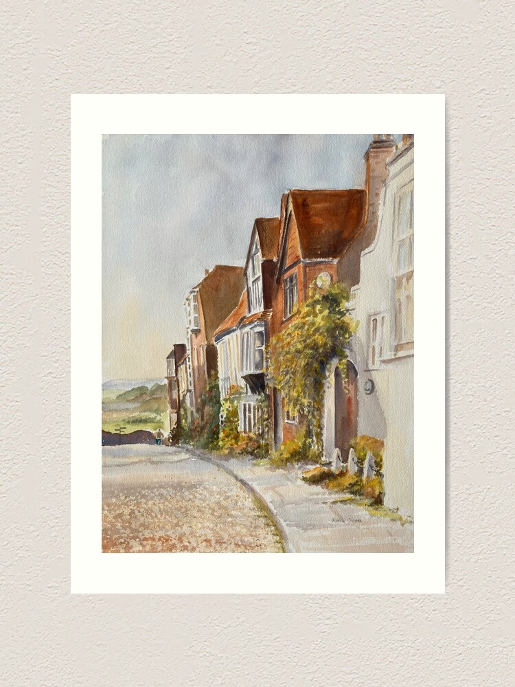 Watercolour of a lane in Rye East Sussex England