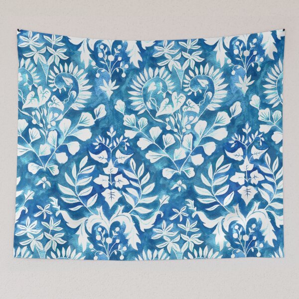 Item preview, Negative Space Botanical Watercolor - Cobalt Blue designed and sold by TigaTiga.
