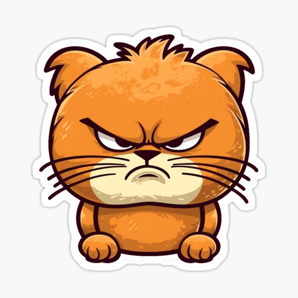 Small And Angry Cute Cat Design | Sticker