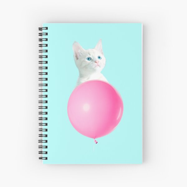White Cat's Travel by Pink Balloon by Alice Monber Spiral Notebook