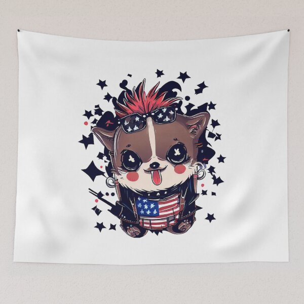 Item preview, Cute Dog 4th Of July Punk Patriot designed and sold by ChromaArtistic.