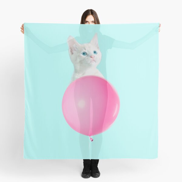 White Cat's Travel by Pink Balloon by Alice Monber Scarf