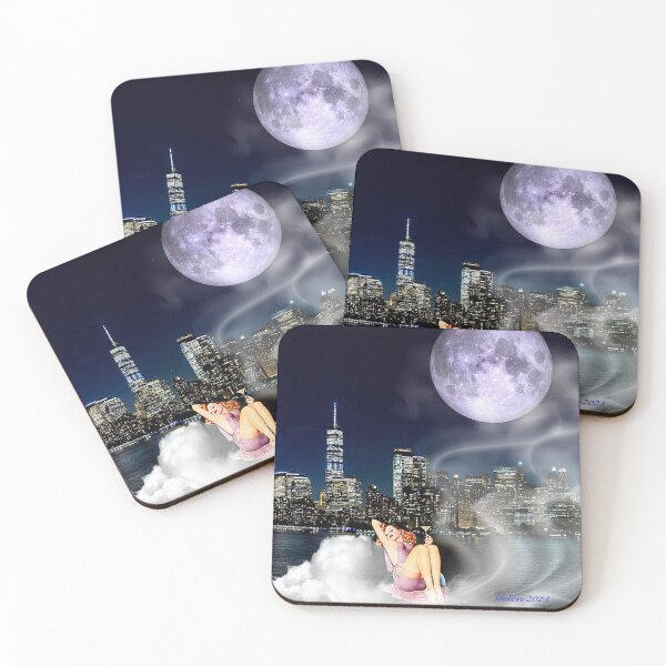 Item preview, 'Dreaming Of The Moon & New York City' by Helen V James. digital collage art designed and sold by helenvjames.