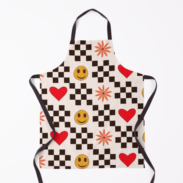 Item preview, Checkered smiling Faces, Hearts and Flowers with Black Squares designed and sold by Yasminepatterns .