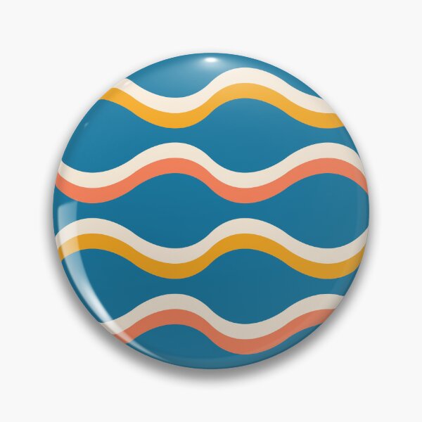 Item preview, Abstract Groovy Retro  Waves Pattern  in white and orange on blue designed and sold by Yasminepatterns .