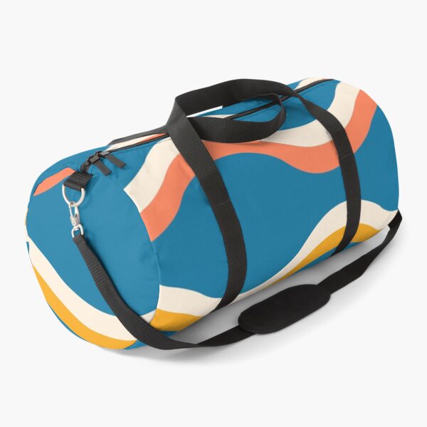 Item preview, Abstract Groovy Retro  Waves Pattern  in white and orange on blue designed and sold by Yasminepatterns .