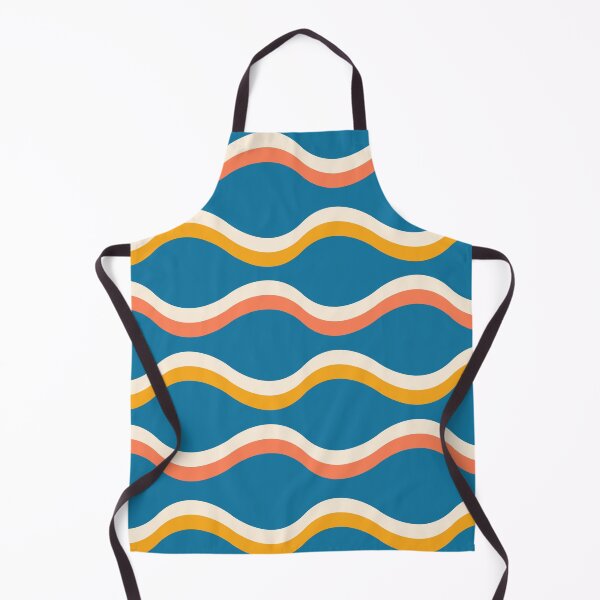 Item preview, Abstract Groovy Retro Waves Pattern in white and orange on blue designed and sold by Yasminepatterns .