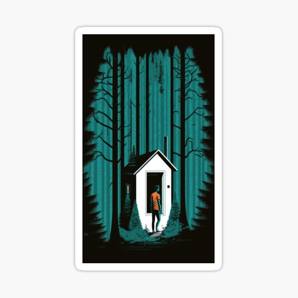 Hiker in the Forest Minimalist Tech Style Sticker