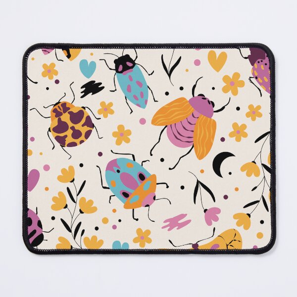 Item preview, Cute doodle bugs and florals on beige, pattern designed and sold by BlueLela.