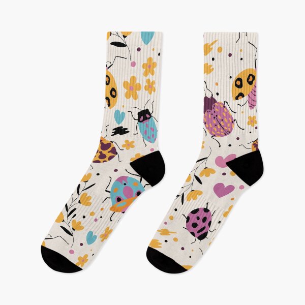 Item preview, Cute doodle bugs and florals on beige, pattern designed and sold by BlueLela.