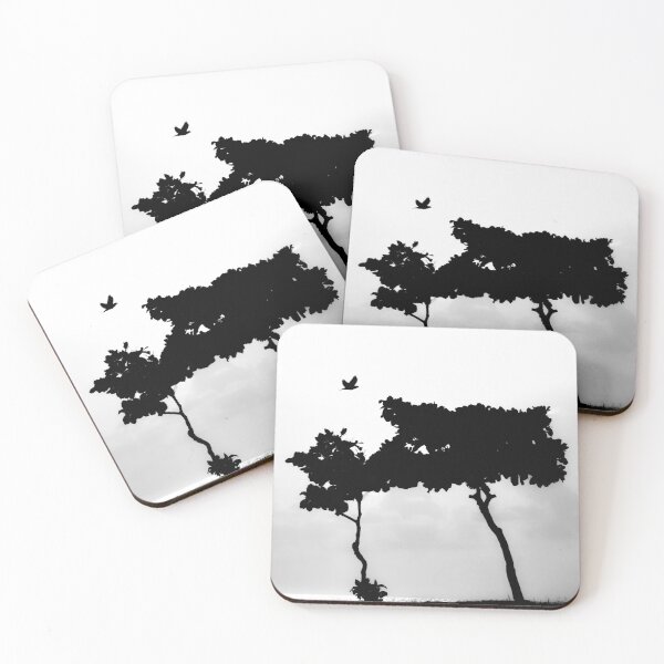 Item preview, Dark trees and birds against a clear sky. Black and white photography designed and sold by willamsharking.