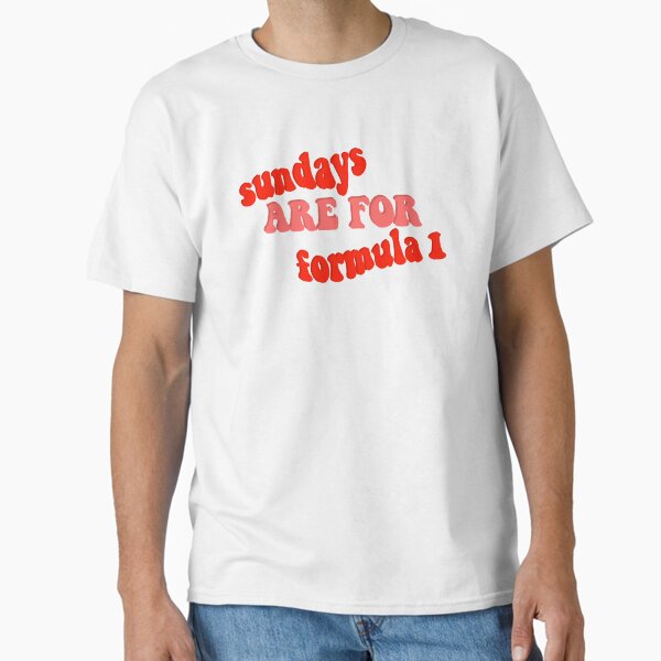 Vista previa del artículo con la obra «Fuente de burbuja Retro Formula 1 Sundays Are For Racing: diseño basado en texto en tonos rojos icónicos de la F1», diseñado y vendido por shopmavandco.
