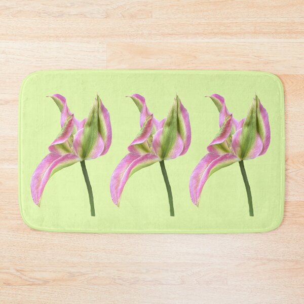 Item preview, 3 pink-green tulips with a light yellow-green background designed and sold by Binas-gallery.