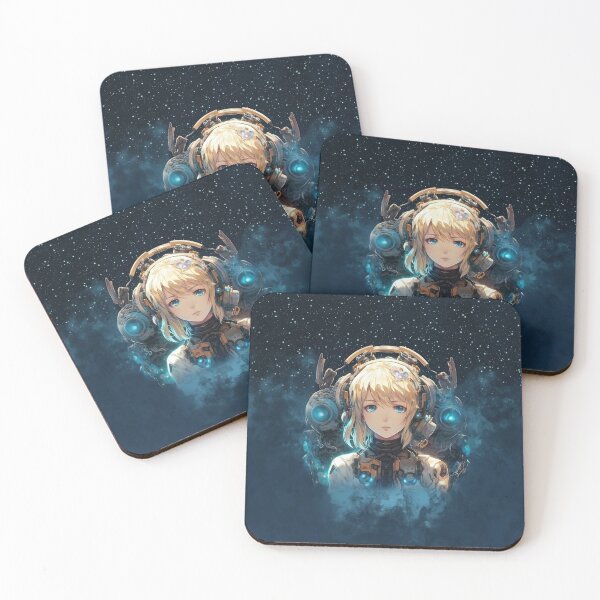 Item preview, Astronaut girl in a metal exoskeleton against the background of space and stars. designed and sold by Andrew Shishkin.