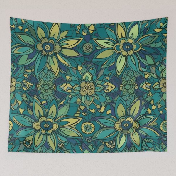 Item preview, Green Hippie Flower Pattern designed and sold by LTAdesigns.