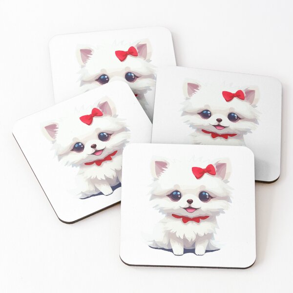 Item preview, Cute adorable white Pomeranian with red bow tie designed and sold by amithachapa.