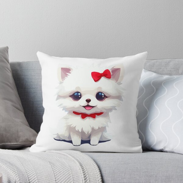 Item preview, Cute adorable white Pomeranian with red bow tie designed and sold by amithachapa.