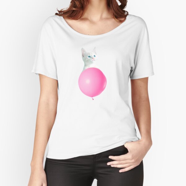 White Cat's Travel by Pink Balloon by Alice Monber Relaxed Fit T-Shirt