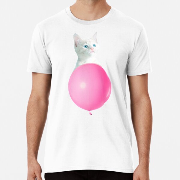 White Cat's Travel by Pink Balloon by Alice Monber Premium T-Shirt