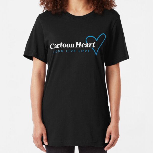 Cartoon Heart Logo Shirt - Blue Accent Slim Fit T-Shirt