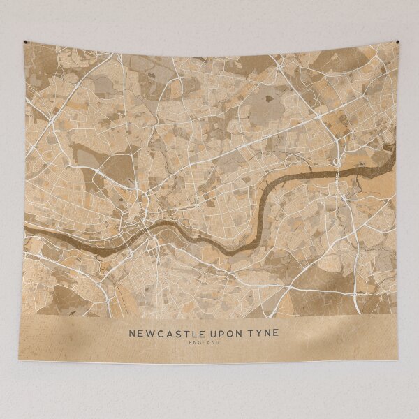 Artikelvorschau, Map of Newcastle upon Tyne (England) in sepia vintage style entworfen und verkauft von blursbyai.