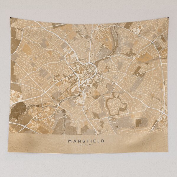 Item preview, Map of Mansfield (England) in sepia vintage style designed and sold by blursbyai.