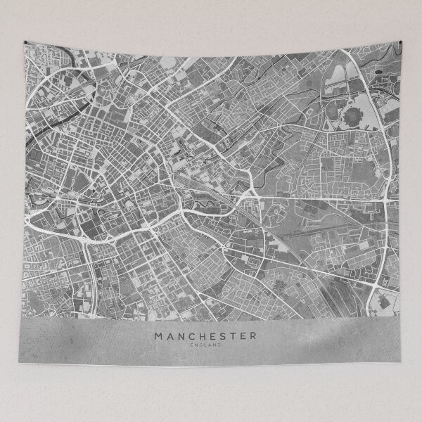 Item preview, Map of Manchester downtown (England) in gray vintage style designed and sold by blursbyai.