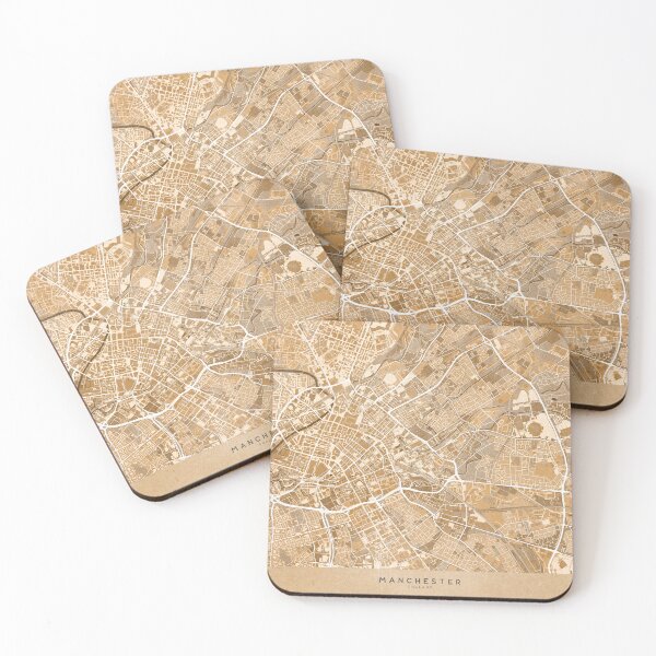 Item preview, Map of Manchester downtown (England) in sepia vintage style designed and sold by blursbyai.