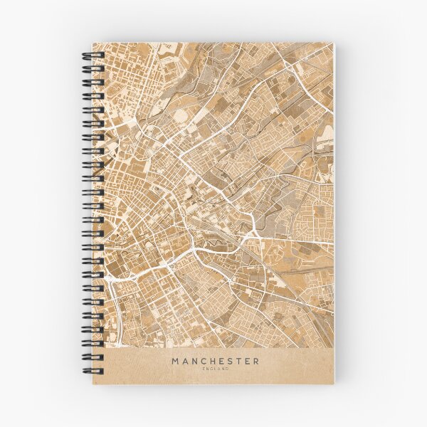 Item preview, Map of Manchester downtown (England) in sepia vintage style designed and sold by blursbyai.