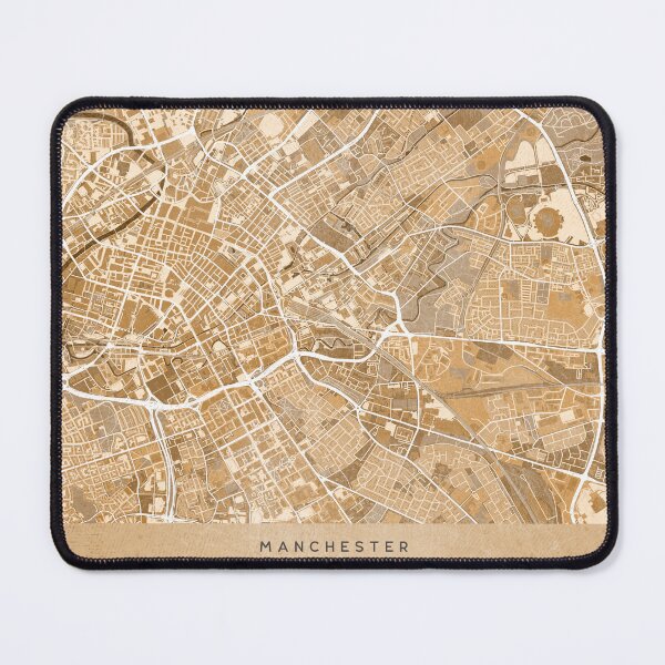 Item preview, Map of Manchester downtown (England) in sepia vintage style designed and sold by blursbyai.