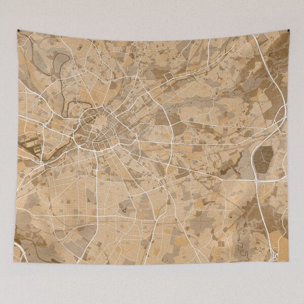 Item preview, Map of Manchester (England) in sepia vintage style designed and sold by blursbyai.