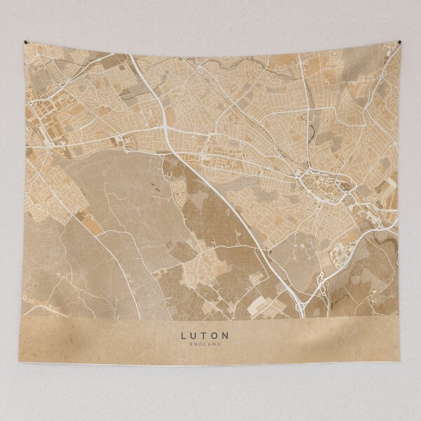 Item preview, Map of Luton (England) in sepia vintage style designed and sold by blursbyai.
