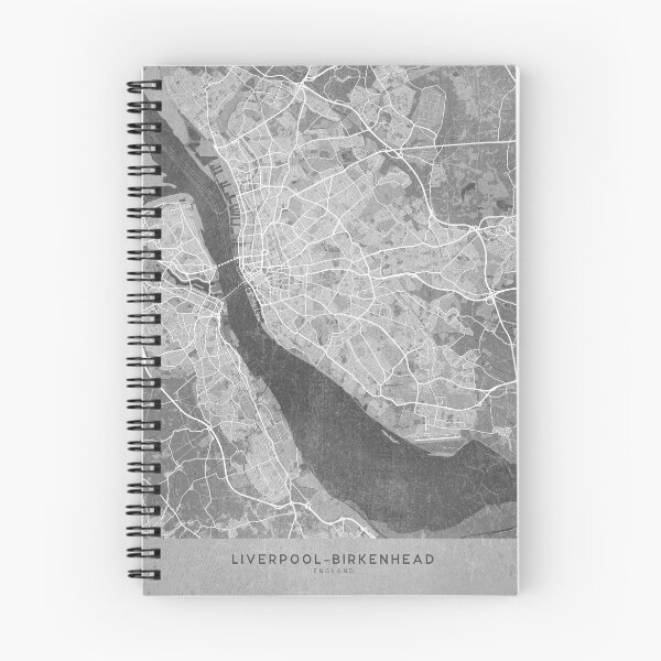 Item preview, Map of Liverpool-Birkenhead (England) in gray vintage style designed and sold by blursbyai.