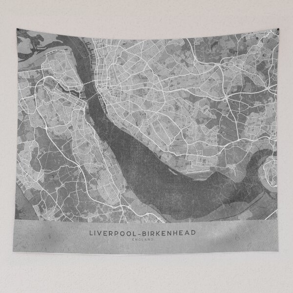 Item preview, Map of Liverpool-Birkenhead (England) in gray vintage style designed and sold by blursbyai.