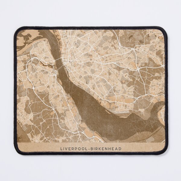 Artikelvorschau, Map of Liverpool-Birkenhead (England) in sepia vintage style entworfen und verkauft von blursbyai.