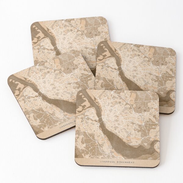 Item preview, Map of Liverpool-Birkenhead (England) in sepia vintage style designed and sold by blursbyai.
