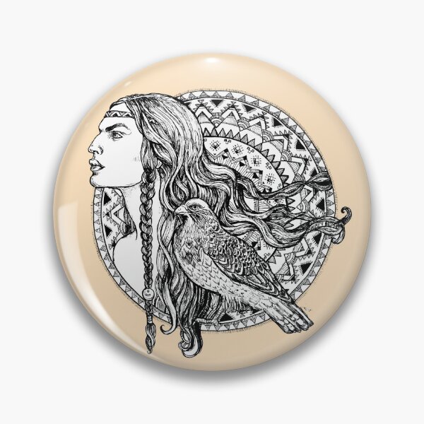 Item preview, Native American Woman with Eagle - Spirit Animal eagle - Native American mandala. designed and sold by FanitsaArt.