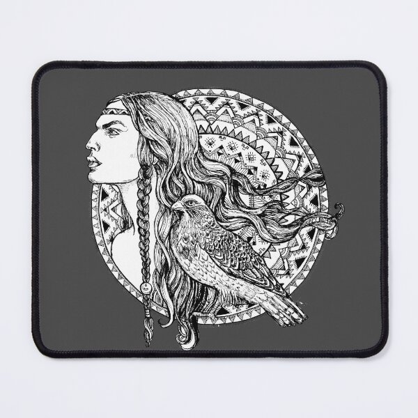 Item preview, Native American Woman with Eagle - Spirit Animal eagle - Native American mandala. designed and sold by FanitsaArt.
