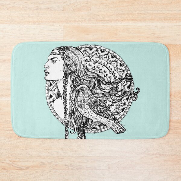 Item preview, Native American Woman with Eagle - Spirit Animal eagle - Native American mandala. designed and sold by FanitsaArt.