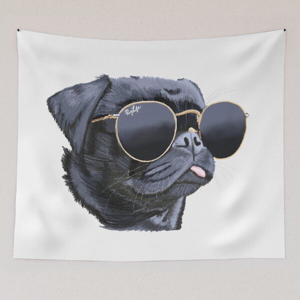 Item preview, Pug wearing Sun Glasses Illustration Dog designed and sold by AriaMarliART.