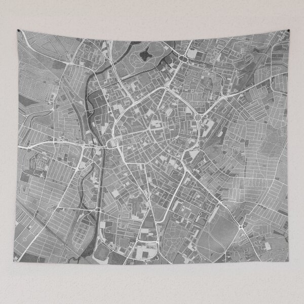 Item preview, Map of Leicester downtown (England) in gray vintage style designed and sold by blursbyai.